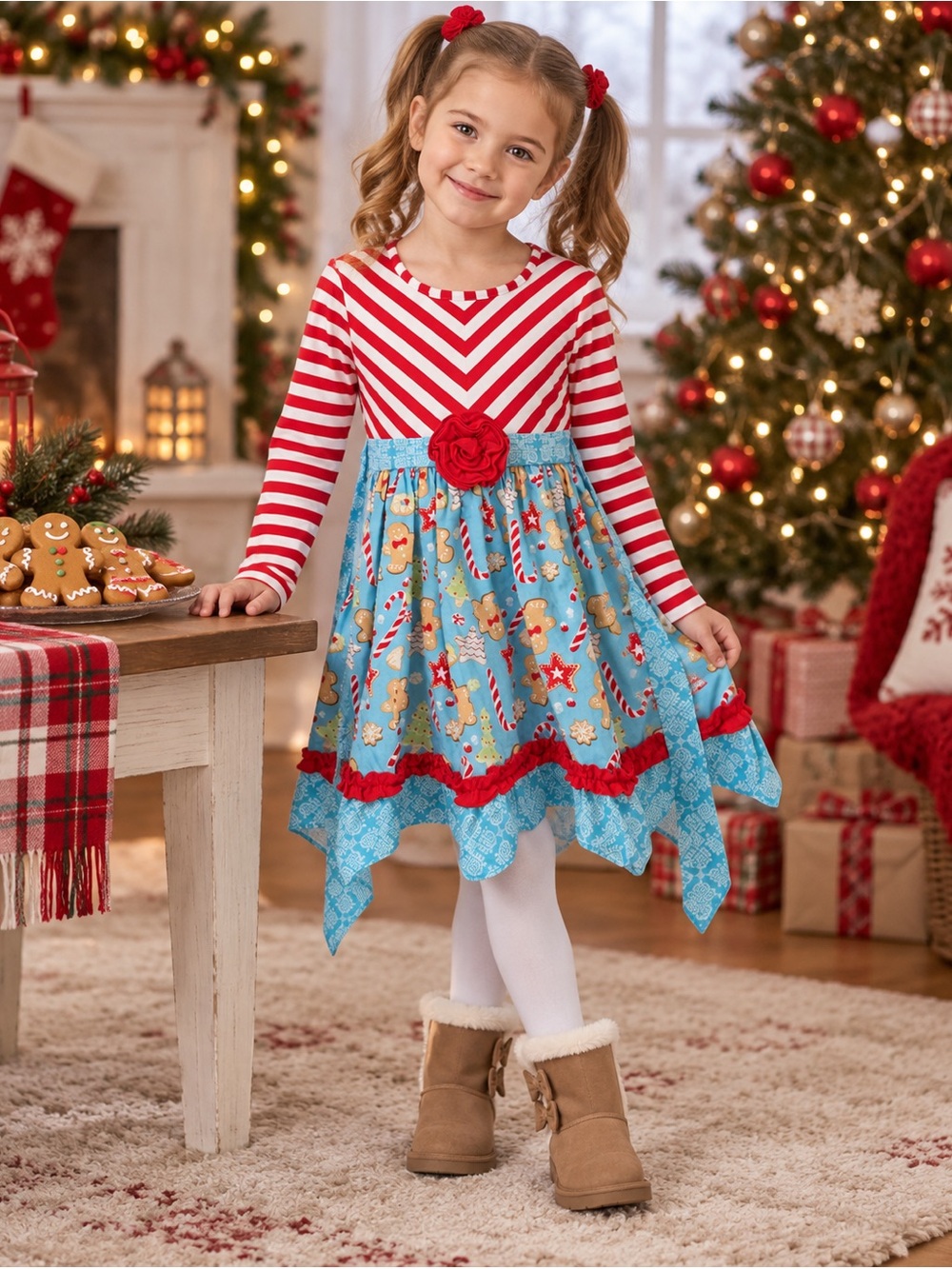Counting Daisies Girls Size 8 Christmas Gingerbread Dress NWT